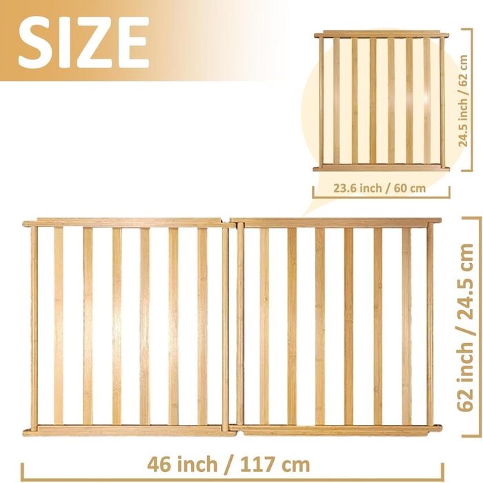 Захист для домашніх тварин з бамбука: сітка/загородження для собак та котів (2 панелі)