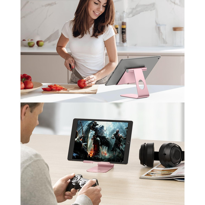Регульована підставка для планшета OMOTON з алюмінію, тримач для iPad Pro 10.5, 11, 12.9, iPad Air, Mini 2 3 4 та планшетів до 12.9 дюймів, Rose Gold