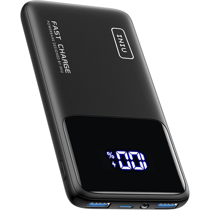 Power Bank INIU, 10000mAh, Швидка зарядка USB-C, PD3.0 QC4.0, Сумісний з iPhone, Samsung, iPad, Чорний