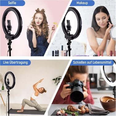 NEEWER Кольцеве світло 50 см (20 дюймів) LED з триподом та тримачем для телефону, 44 Вт, 3200K-5600K, з акумулятором, USB, для макіяжу, тату, вій, YouTube, TikTok, відеозйомки (RL-18)