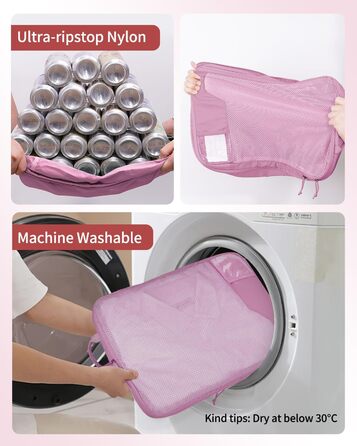 Органайзери для валізи ECOHUB (4 шт.) з мішком для одягу, набір екологічних пакувальних кубів для рюкзака та валізи, зелений/рожевий