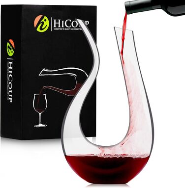 100% Lead-Free Crystal Glass U-Shaped Decanter - 1L Elegant Wine & Juice Carafe, perfect for aeration and serving, gift-ready with luxurious packaging