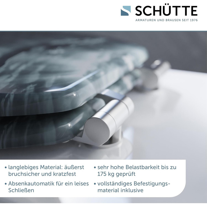 Сідіння для унітаза SCHÜTTE з мікроліфтом (м'яке закриття), дерево MDF, підйомна кришка, витримує до 175 кг (з малюнком)