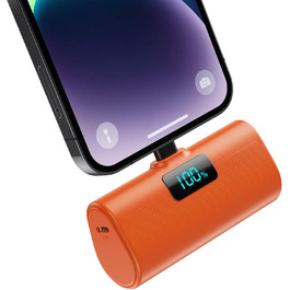 Портативний зарядний акумулятор Powerbank 5200mAh з LCD дисплеєм, 20W PD, сумісний з iPhone 14/13/12/11 та іншими моделями (Orange)