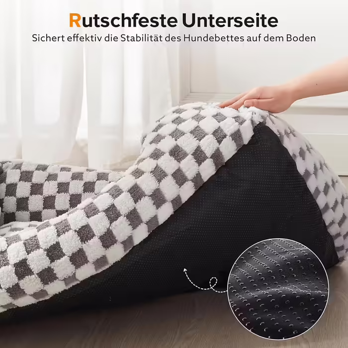 FURTIME Dog Bed - Large Dogs, Non-Slip Dog Beds, Washable Dog Basket, Anti-Anxiety Plush Dog Bed, Suitable for Large Labrador Retrievers, German Shepherds, 89×63×23 cm (L(76×61×23 cm), Chocolate)