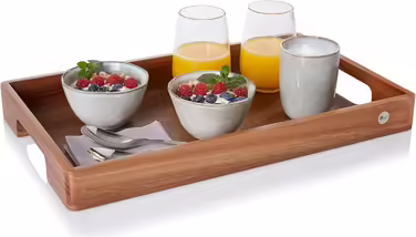 Ad Hoc Serving Tray Serve Smart | large wooden tray | serving tray with handle made of high-quality acacia wood (walnut veneer base) | serving platter 56x30cm | no bamboo