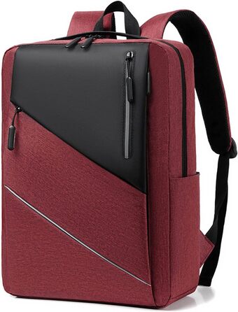 Рюкзак для ноутбука FANDARE Slim - чоловічий/жіночий, багатокольоровий, з USB-портом, для роботи, подорожей, навчання та відпочинку (фіолетовий/червоний)