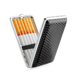 Чохол для сигарет з PU шкіри на 14 сигарет: чорний, срібний, червоний, синій. Металевий чохол для сигарет для чоловіків та жінок з подарунковою коробкою