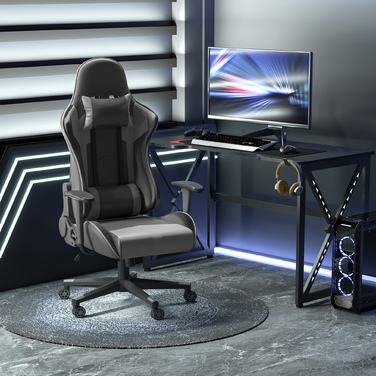 Vinsetto Ergonomic Office Chair Gaming Chair Swivel Chair Made of Faux Leather & Foam Black 67.5x74x126-136cm for Comfortable Working & Gaming