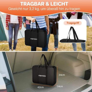 FUNYKICH Стіл для кемпінгу складний 82 x 40 см, регульована висота (44/70 см), легка збірка, портативний, з сітчастою кишенею, алюмінієва поверхня, для барбекю, кемпінгу, вечірок, саду (89 x 40 x 51/63/67/71 см)