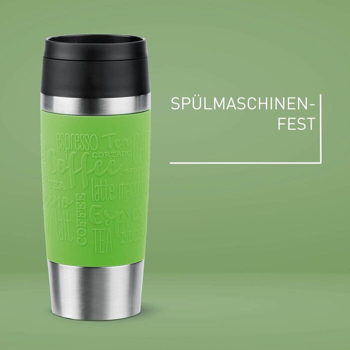 Термокружка Emsa N20202 Travel Mug Classic, 0.36 л, нержавіюча сталь, 4 години гаряче, 8 годин холодне, герметична, для подорожей