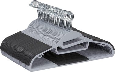 Amazon Basics Rubber-Coated Plastic Hangers, 50-Piece, Gray