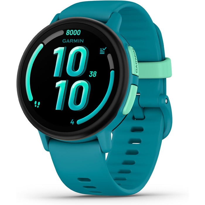 Дитячий розумний годинник Garmin Bounce 2 (43 мм) - LTE, AMOLED, GPS, 2 дні роботи, турбо режим, спортивні додатки, туркіс