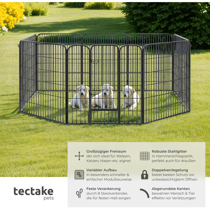 Тектейк вольєр для цуценят, 60 см, 8 грат, чорний - 402502