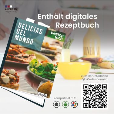 Кухонні ваги Boston Tech, цифрові, 5 кг, LCD-дисплей, нержавіюча сталь, мірнація рідини, точність до 1 г, функція тарування, сріблясті