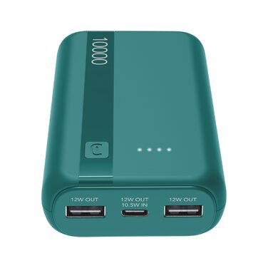 Power Bank Cellularline 20000 mAh з USB-C та 2x USB-A, LED-індикатор, Зелений