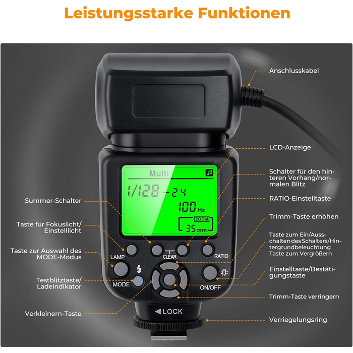 Кольцевий світловий прилад K&F Concept TTL для Nikon DSLR, GN 14, з AF-підсвічуванням та адаптерними кільцями