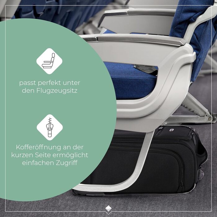 Чемодан ручної поклажі Travelite, 43 см, 28 л, з сумкою для ліквідів, 2 колеса, чорний