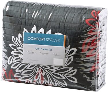 Комплект постільної білизни Comfort Spaces Enya CS14-0064, 3-частинний, квітковий принт, сірий, Kingsize (Full/Queen, 229x229 см)