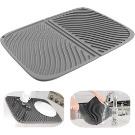 Силиконова підставка для посуду IYYI, 43.2 x 30.5 см, сіра, швидковисихаюча, термостійка