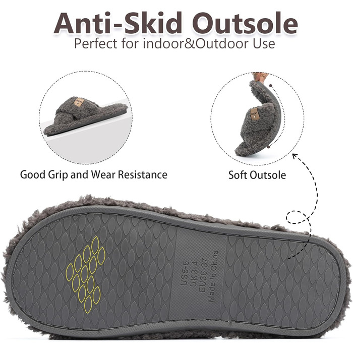 Жіночі домашні тапочки з Memory Foam - зручні та стильні домашні капці для спальні, відкриті, з перехресними ремінцями, неслизька підошва, для дому/на вулицю, трендові шльопанці як стильний подарунок для жінок, мами, дружини, білі (сірі), 42/43 EU