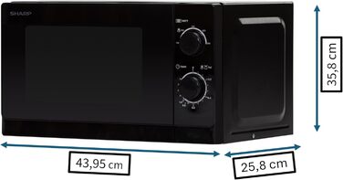 Мікрохвильова піч SHARP R200BKW Solo, 20 л, 800 Вт, чорна