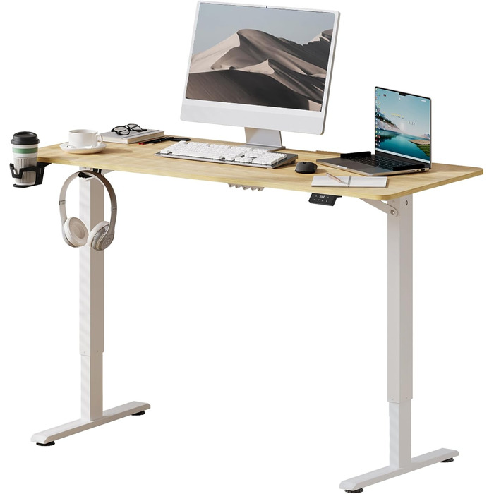Регульований стіл Sanodesk 200x80 см, електричний, з пам'яттю, ергономічний, для комп'ютера, Ahorn