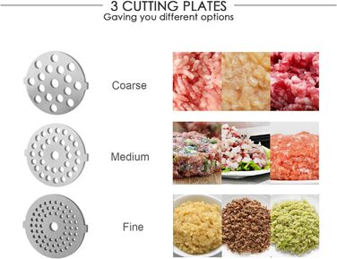 М'ясорубка електрична COOCHEER багатофункціональна 2000 Вт з насадками для ковбас, кеббе, овочів та тіста (Чорна)