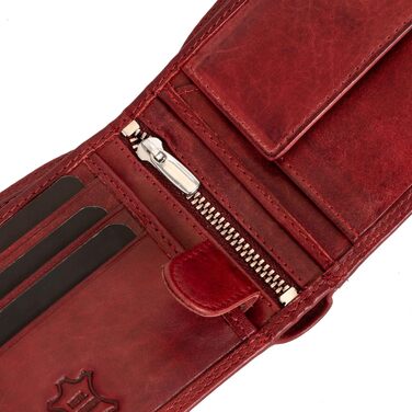 Чоловічий шкіряний гаманець Volmer з RFID-захистом, місткий (9+4 картки), Бордовий