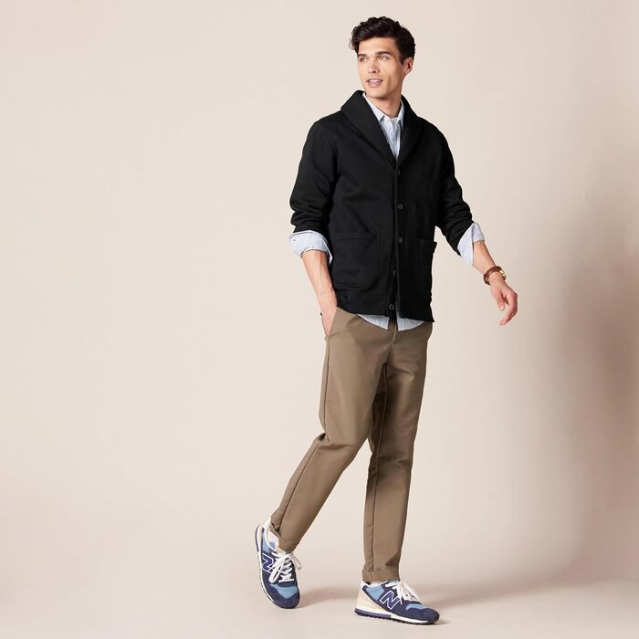 Чоловіча в'язана жилетка Amazon Essentias з капюшоном та коміром-шарфом (M, Чорний)