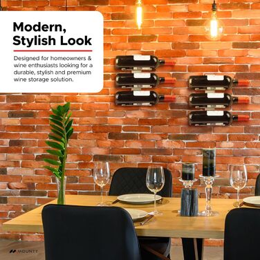 Настінна полиця для вина з нержавіючої сталі на 6 пляшок – стильна підвісна полиця для кухні та бару