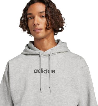 Чоловічий худі adidas Essentials Linear Fleece з капюшоном, сірий меланж/чорний, розмір S