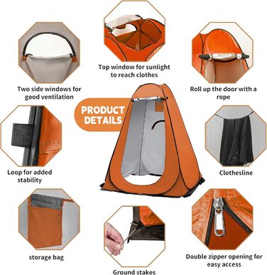 OUUTMEE Pop-Up Shower Tent - Portable Changing Room for Beach, Outdoor UV Protection - Camping Shower Tent for Hiking, Beach, Picnics, Fishing (59