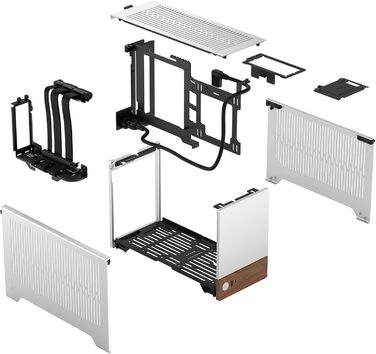 Корпус для ігрового ПК Fractal Design Terra Wood Walnut - mITX, PCIe 4.0, USB Type-C, анодований алюміній (срібло)