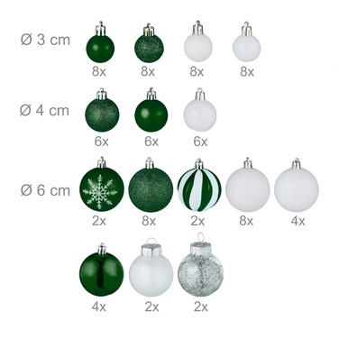 Relaxdays Set of 101 Christmas Baubles