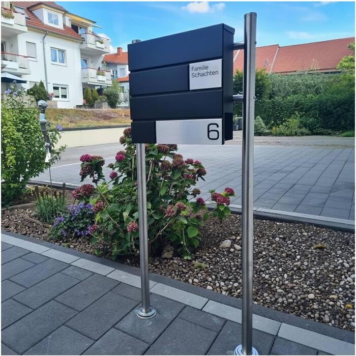 Поштова скринька Metzler G антрацит RAL 7016, з гравіюванням та табличкою з нержавіючої сталі, настінний монтаж, 37x37x10.5 см