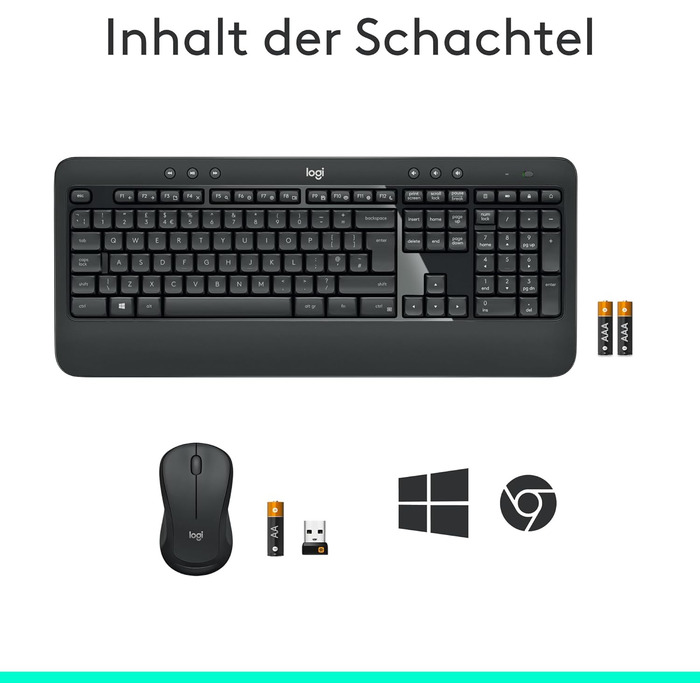 Logitech MK540 Advanced Kombi: Бездротова клавіатура та миша для Windows (QWERTZ, чорний)