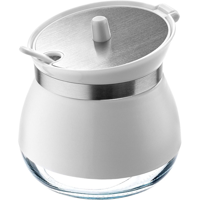 Цукорниця KADAX з ложкою, 270мл, контейнер для цукру з порошковим покриттям, 9x9см, цукрониця в 2 кольорах, дозатор для спецій з кришкою для чаю, цукру (білий)