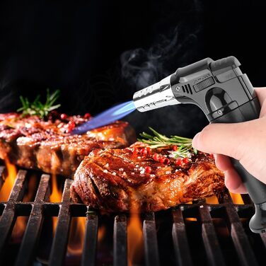 Регульований газовий пальник Flambierbrenner з 3 газовими соплами для кухні, гриля, крему-брюле та паяння. Поповнюваний Bunsenbrenner.