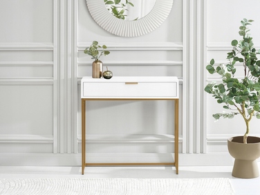 Консольний столик Mebel-Partner, білий/матовий золотий, 80 x 76,5 x 28 см