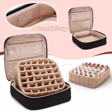 Yarwo Nail Polish Storage Bag for 36 Bottles (up to 15ml), Cosmetic Bag for Nail Polish Organizer, Nail Polish Bag for Transport and Storage, Black (PATENT PENDING)