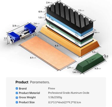 Набір точильних каменів Schleifstein: 400/1000, 3000/8000, з підставкою, зточкою та аксесуарами для ножів