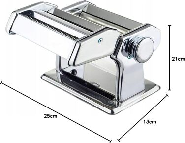 Maestro MR-1679R Pasta Machine, Manual Fresh Pasta Maker, Noodle Cutter, Stainless Steel, 8 Thickness Settings, Ravioli Attachment, Easy to Use for Home, Lasagna, Spaghetti, Noodles