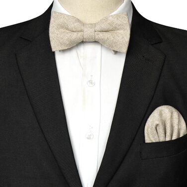 Метелик чоловіча JEMYGINS вовняна однотонна бежева з нагрудною хустинкою для осені та зими