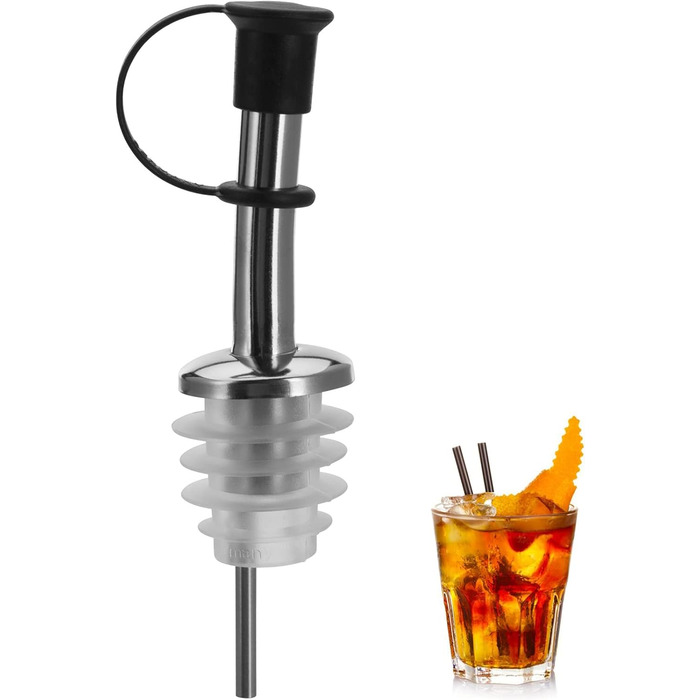 Виливаючі насадки Westmark 2 для пляшок з алкоголем, олією, оцтом, з петлею, з повітряною трубкою, метал/нержавіюча сталь, натуральна пробка, Inox Standard, сріблясті, 2 шт.