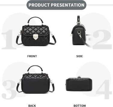 Сумка жіноча Miss Lulu середнього розміру: шкіряна сумка-тоут, крос-боді, вінтажний стиль, чорна (4-1)