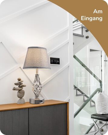 LED-лампа на тумбочку EDISHINE, 2 шт. в наборі, торшери з USB, диммування, сірий абажур, для спальні, вітальні, подарунок