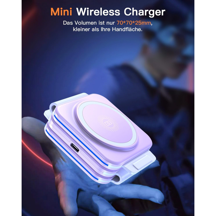 3-в-1 Бездротова зарядка: для Apple Watch, iPhone та AirPods (фіолетовий)