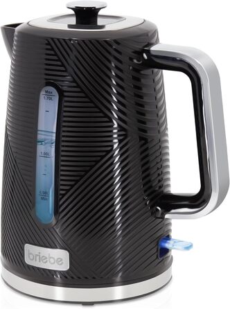 Набір для сніданку: тостер на 2 підсмажування, 7 рівнів підсмажування та бездротовий чайник 1,7 л, 2200 Вт, чорний, BPA-free, сучасний дизайн