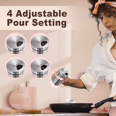Aelga Salt and Pepper Shakers with Adjustable Pouring Holes, Elegant Stainless Steel Salt Shakers - 2 Piece Salt Spender for Himalayan, Kosher, and Sea Salt